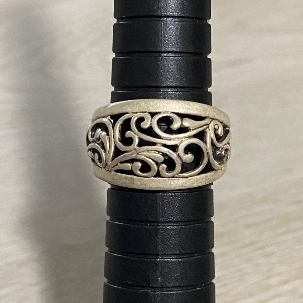 Vintage 925 Sterling Silver Filigree Scroll Band Ring Sz 6